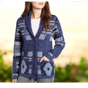 NWOT ~ LUCKY BRAND Patchwork Indigo Cardigan ~  size Small